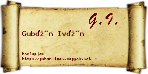 Gubán Iván névjegykártya